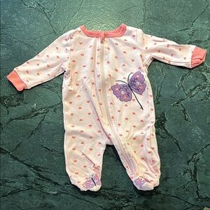 Pink and Purple Footies with Butterfly Appliqué